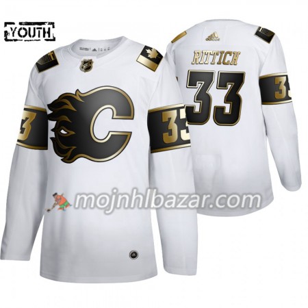Dresovi Calgary Flames David Rittich 33 Adidas 2019-2020 Golden Edition Bijela Authentic - Dječji Dresovi Calgary Flames David Rittich 33 Adidas 2019-2020 Golden Edition Bijela Authentic - Dječji